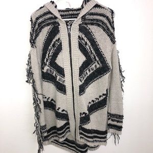 Free people boho tribal zip up hoodie small